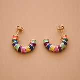 Rainbow Enamel Hoop Earrings