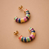 Rainbow Enamel Hoop Earrings