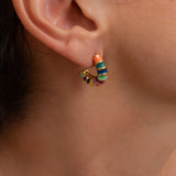 Rainbow Enamel Hoop Earrings