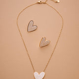 Gold White Enamel Heart Pendant