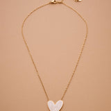 Gold White Enamel Heart Pendant
