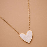 Gold White Enamel Heart Pendant