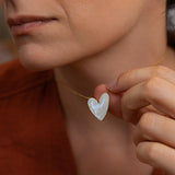 Gold White Enamel Heart Pendant