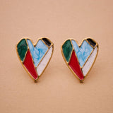 Colorful Heart Stud Earrings