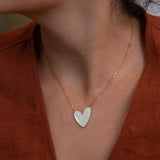Gold White Enamel Heart Pendant