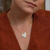 Gold White Enamel Heart Pendant