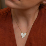 Gold White Enamel Heart Pendant