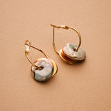 Gold Ceramic Coin Hoop Earrings