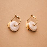 Gold Ceramic Coin Hoop Earrings