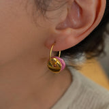 Gold Ceramic Coin Hoop Earrings