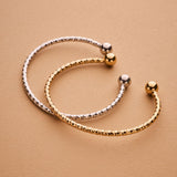 Gold Wire Bracelet with Ball Ends