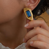 Gold Polygon Enamel Stud Earrings