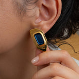 Gold Polygon Enamel Stud Earrings