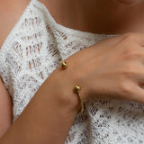 Gold Wire Bracelet with Ball Ends