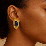 Gold Polygon Enamel Stud Earrings