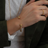 Gold Wire Bracelet with Ball Ends