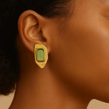 Gold Polygon Enamel Stud Earrings