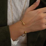 Gold Wire Bracelet with Ball Ends
