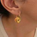 Gold Ceramic Coin Hoop Earrings