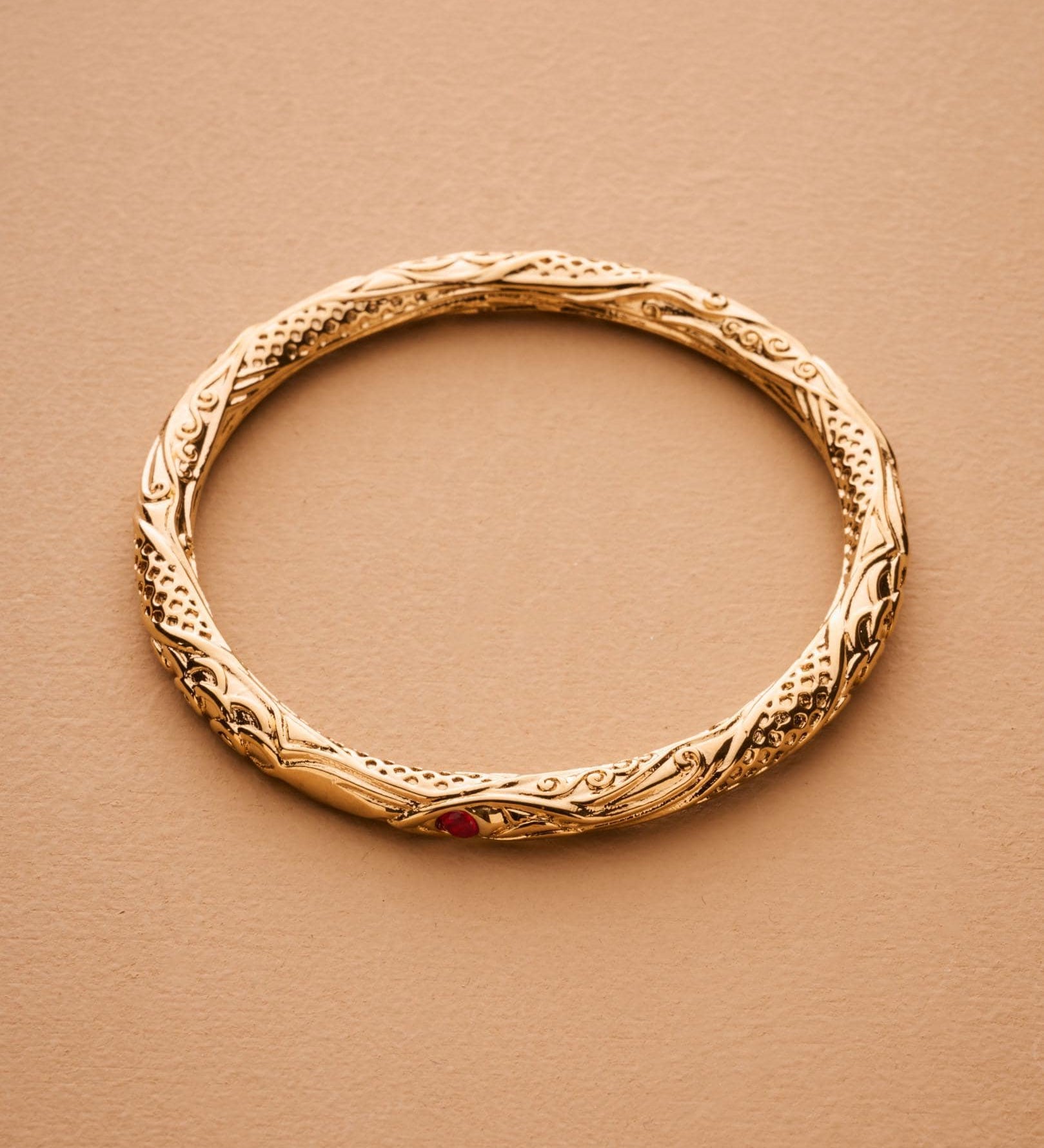 Gold Engraved Bangle Bracelet