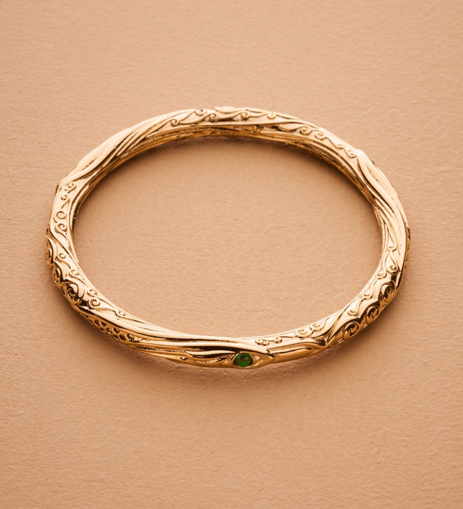 Gold Engraved Bangle Bracelet