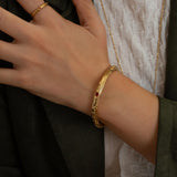 Gold Engraved Bangle Bracelet