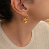 Gold Ceramic Coin Hoop Earrings