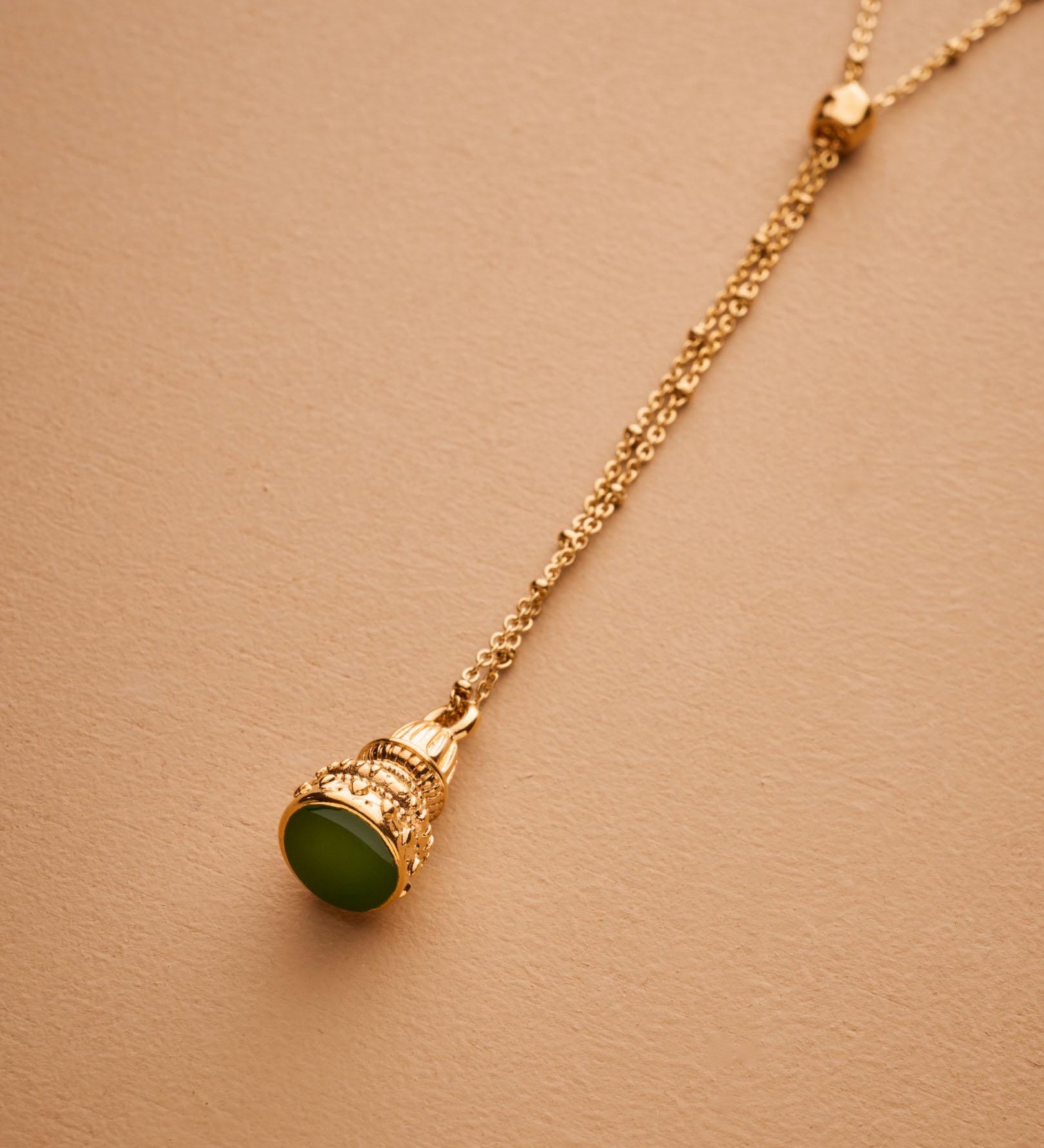 Gold Enamel Pendulum Necklace