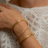 Gold Engraved Bangle Bracelet