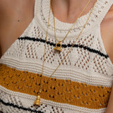 Gold Enamel Rectangular Pendant Necklace