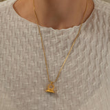 Gold Enamel Rectangular Pendant Necklace