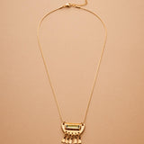 Gold Pendant Necklace wt Green Enamel Charm