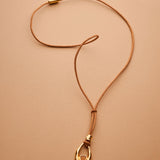 Gold Oval Pendant Cord Necklace