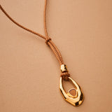 Gold Oval Pendant Cord Necklace