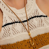 Gold Oval Pendant Cord Necklace