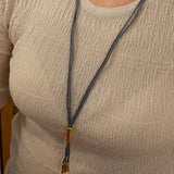 Grey Cord Bolo Tie Necklace
