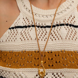 Gold Oval Pendant Cord Necklace