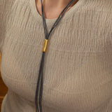 Grey Cord Bolo Tie Necklace