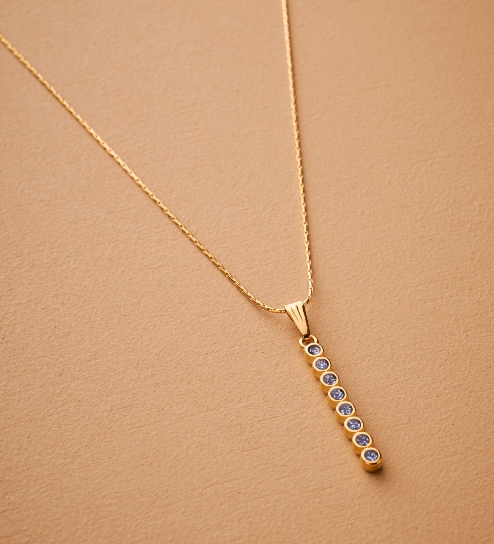 Gold Glitter Stick Pendant Necklace