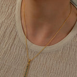 Gold Glitter Stick Pendant Necklace
