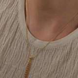 Gold Glitter Stick Pendant Necklace