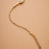 Gold Lariat Necklace with Geometric Tassel Motif
