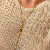 Gold Lariat Necklace with Geometric Tassel Motif