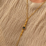 Gold Lariat Necklace with Geometric Tassel Motif