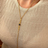 Gold Lariat Necklace with Geometric Tassel Motif