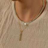 Gold Glitter Stick Pendant Necklace