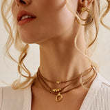 Layered Brown/Black Rope Choker Necklace