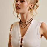 Layered Brown/Black Rope Choker Necklace