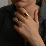 Gold Wide Wave Band Ring