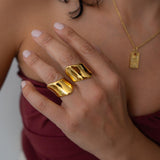Gold Wide Wave Band Ring
